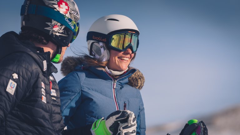 Ohne Zeitdruck und Rennstress Ski zu fahren, das kommt für Elia nicht allzu häufig vor.