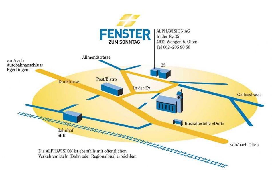 Lageplan ALPHAVISION, FENSTER ZUM SONNTAG