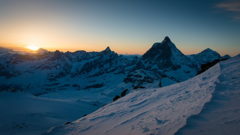 Aussicht vom Klein Matterhorn, auf 3'883 m über Meer.